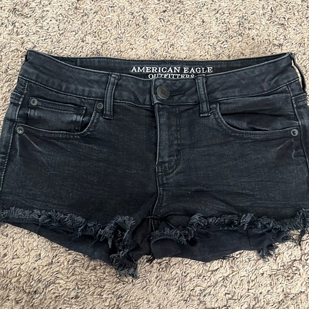 American Eagle black jean shorts